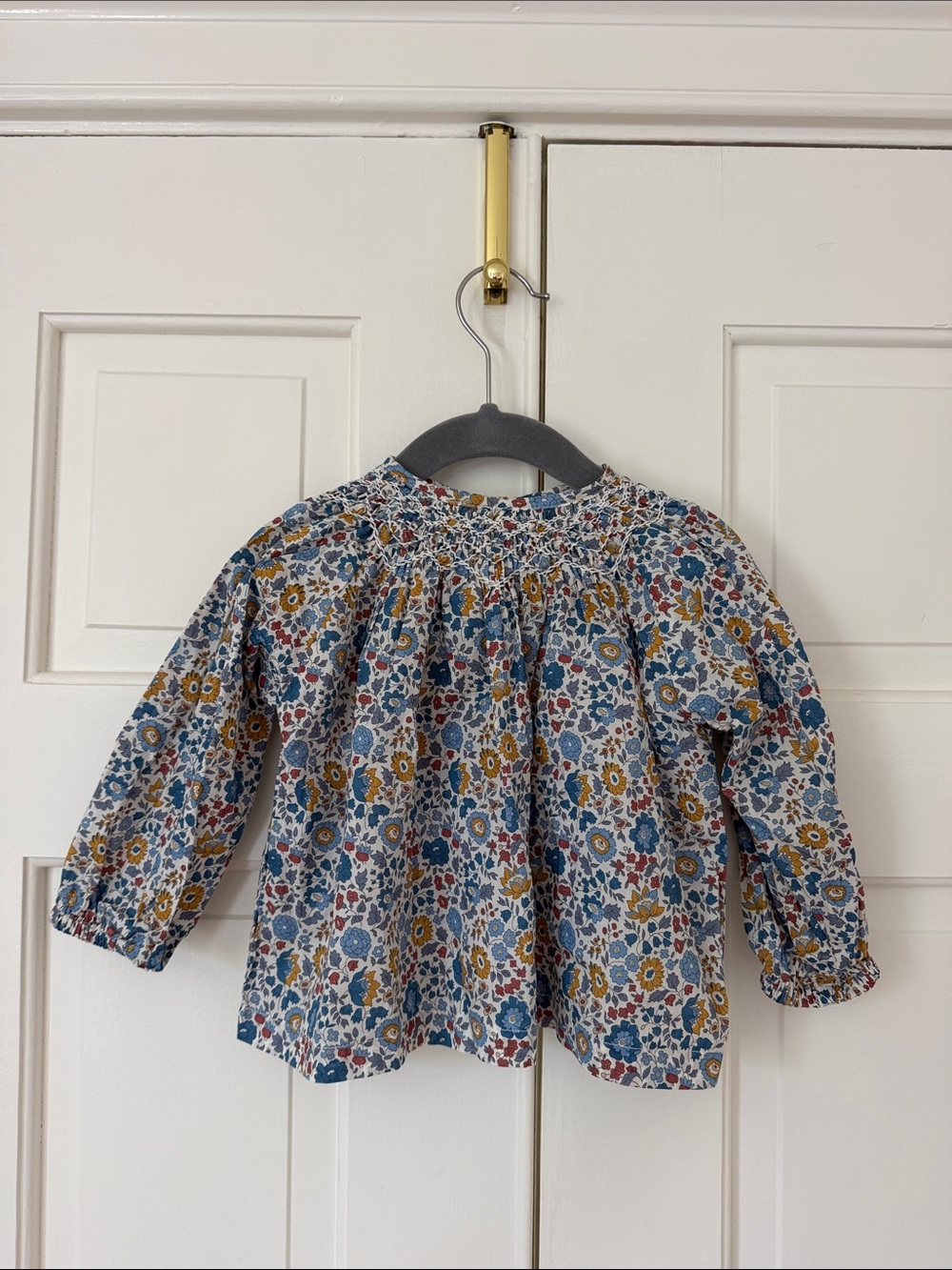 Girls' Floral Smocked Blouse with bloomer - Blue Multi